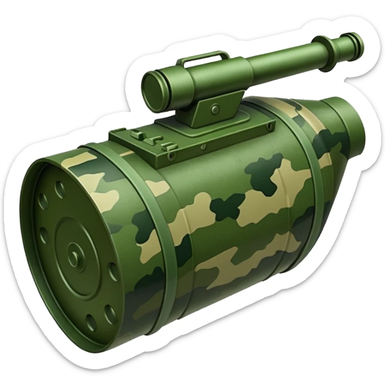 generate a realistic green elongated anti-tank mine that can be carried by a drone sticker