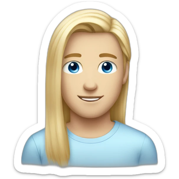 blue-eyed male teen long straight blond hair sticker