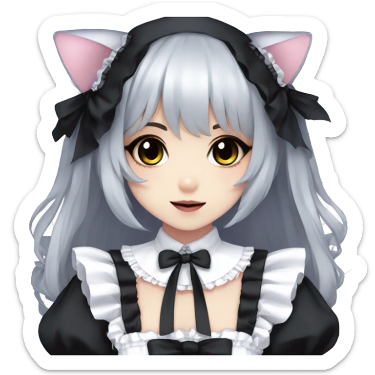 gothic lolita anime neko simplistic cute kawaii blushing maid cosplay sticker