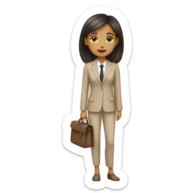 Arquitecto mujer tez blanca, cabello chino café vestida con un traje sastre beige y mocasines contemporáneos  sticker