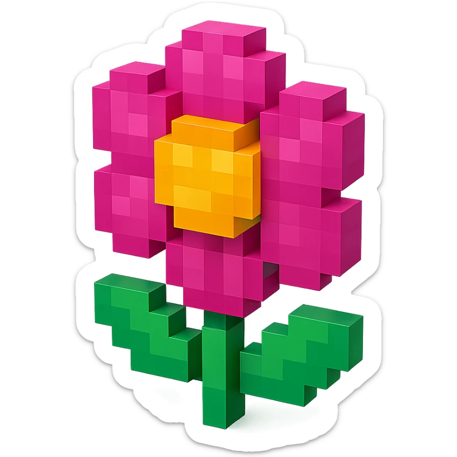 please Make it beautiful voxel style sticker
