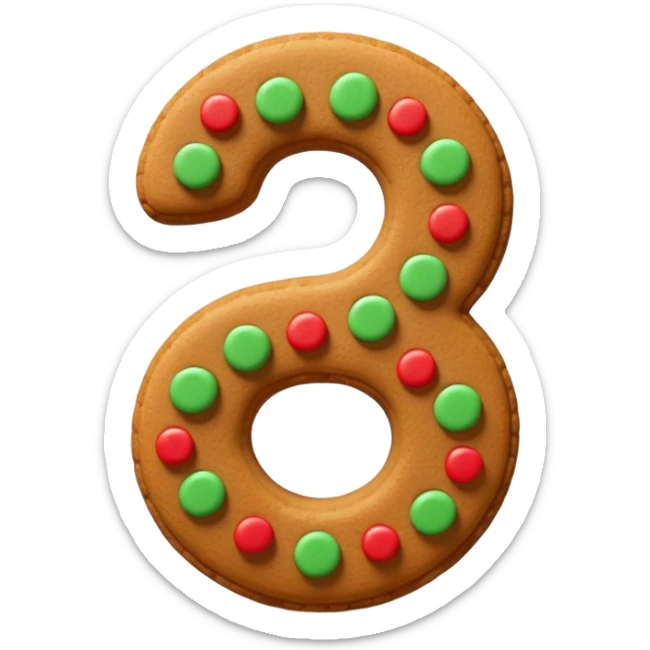 3D emoji of numbers "67" made of gingerbread cookie. Decorated with detailed white sugar icing patterns, tiny red and green candy sprinkles. Warm and cozy aesthetic, soft shadows, 3D clay style, high quality, isolated on a white background. sticker