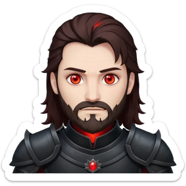Evil, shadowie Male lord with Red glowing eyes and Long darkBrown Hair and chin beard sticker