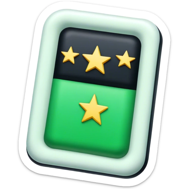 And flag with green on top witje in the middle with 3 stars and black on the bottom and it’s rectangle  sticker