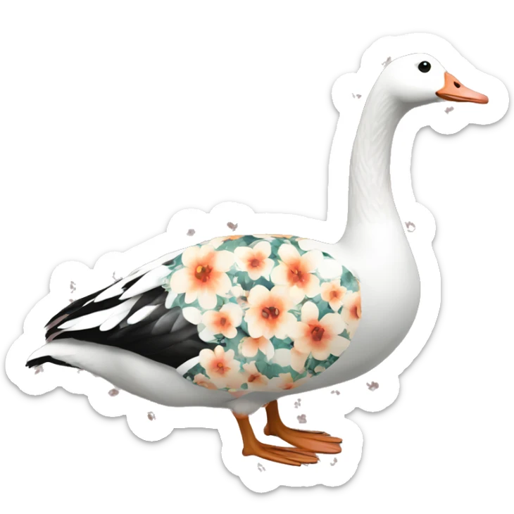 Floral print goose sticker