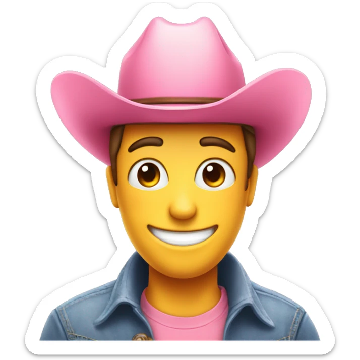  A pink heart with a smiley face wearing a preppy cowboy hat holding both of their thumbs up sticker