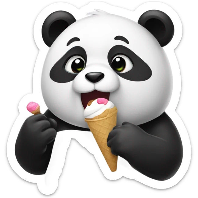 Panda eating ice cream sticker