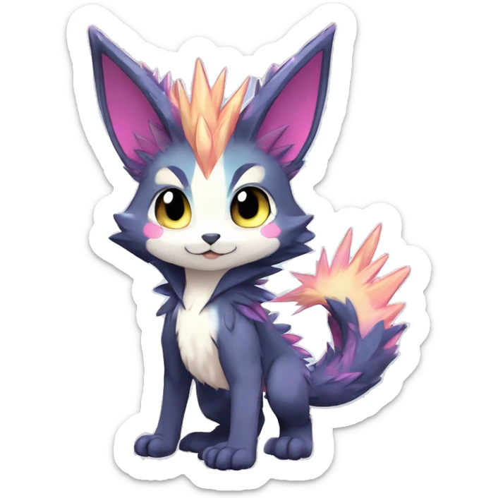 Anthro Scalie Spiky Cool Edgy Magical Shiny Colorful Pastel Sparkle Kemono-style Chibi Fantasy-Animal-Fakémon-Pokémon-Hybrid Fur Sona Aesthetic Full Body sticker