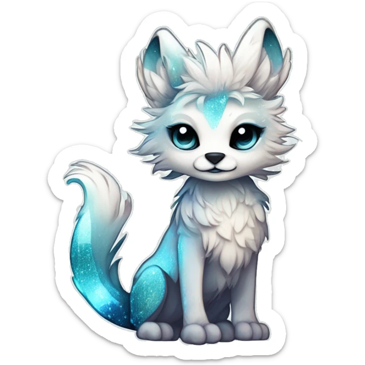 Cool cute Kawaii edgy ethereal futuristic modern epic fantasy animal sparkle fursona Fionbri creature by griffsnuff & LiLaiRa & Falvie full body sticker