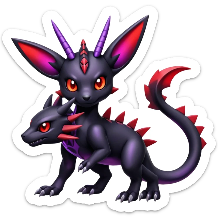 Shiny Badass Gothic Modern Futuristic Cute Guilmon-Umbreon-Salandit-hybrid sticker