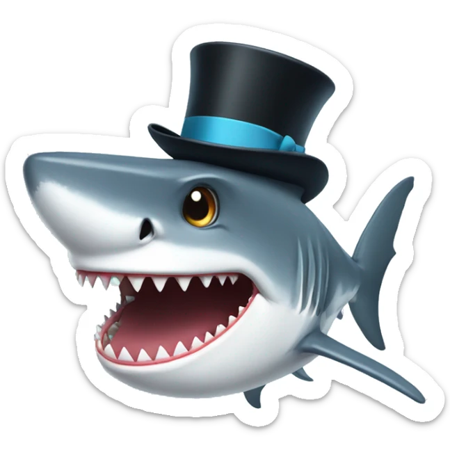 Shark with a top hat sticker