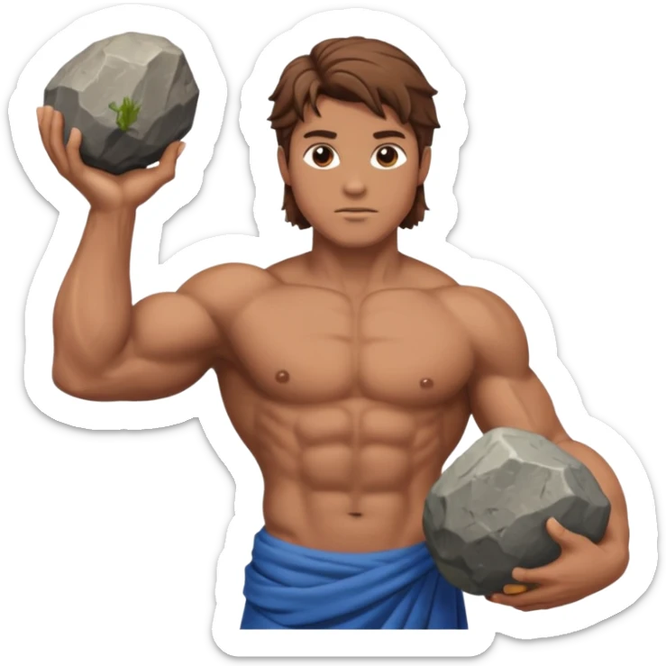 Atlas the greek god with a A big rock and shirt Without a hole WITH BROWN HAIR sticker