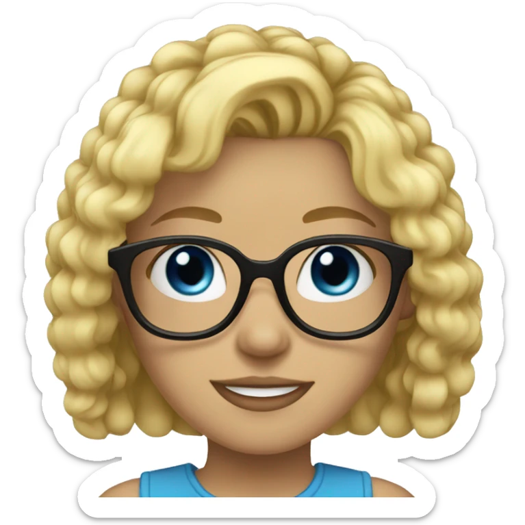 blondę hair, blue eyes and black glasses girl sticker
