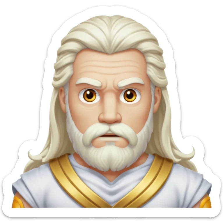 GOD OF WAR Zeus with white eyes white long hair and long white beard  sticker