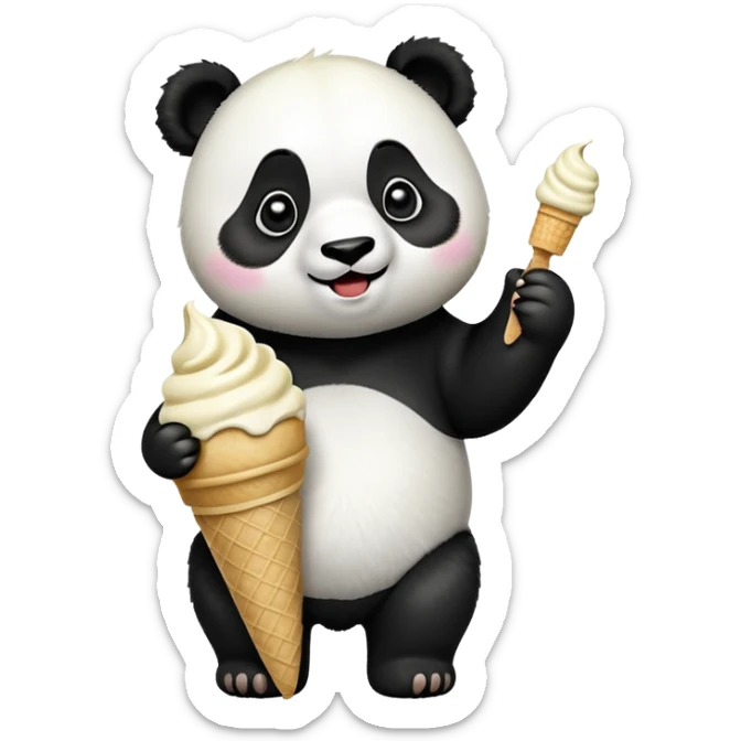 Panda eating ice cream sticker