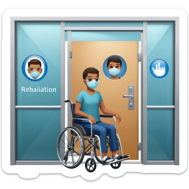 rehabilitation clinic entrance with wheelchair sticker