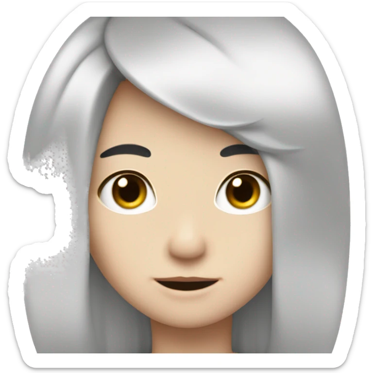 A photo of a cute boy's face with white skin and 5:5 parting, black hair sticker