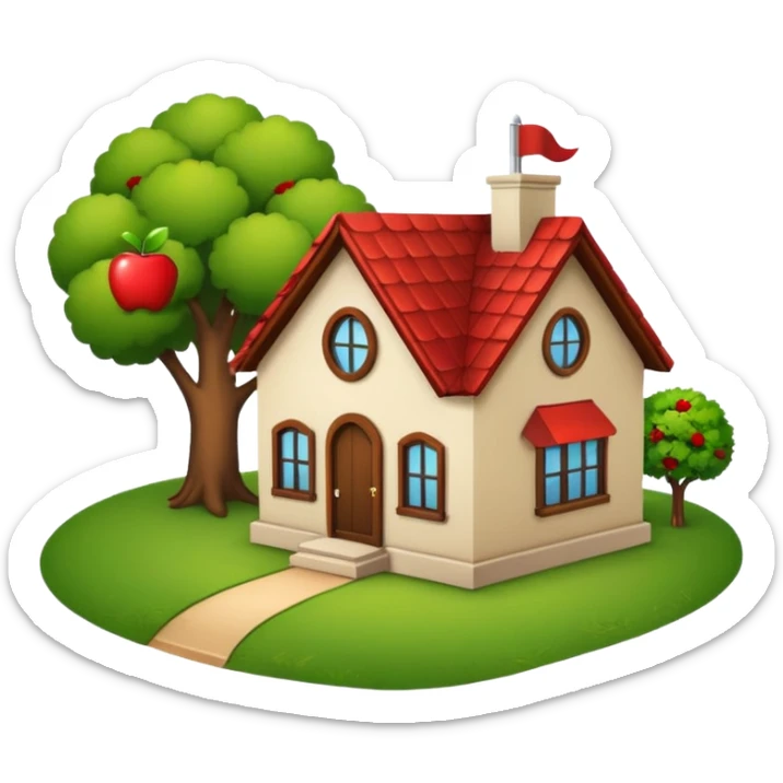 house with a red roof sitting on the Texas state outline, apple emoji style, no text sticker
