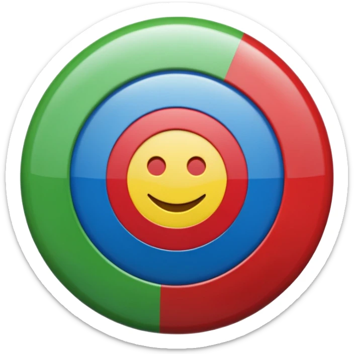 A glossy 3D emoji icon of the Romani flag. The flag is a horizontal bicolor, blue on top and green on bottom. A red spoked wheel chakra symbol is centered across the middle. The style is cute, rounded, shiny, plastic texture, digital icon art, isolated on a plain background. sticker
