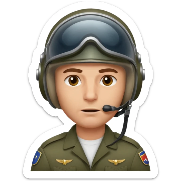 a brutal white male military pilot in an aviation helmet on face and a modern uniform. maximum quality sticker