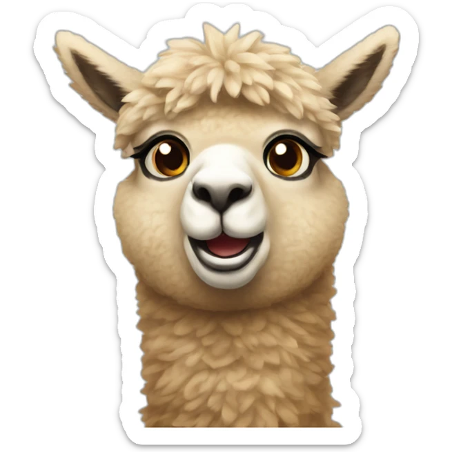 Give me an alpaca with a shocked Face. The alpaca is wearing s cute sweater sticker