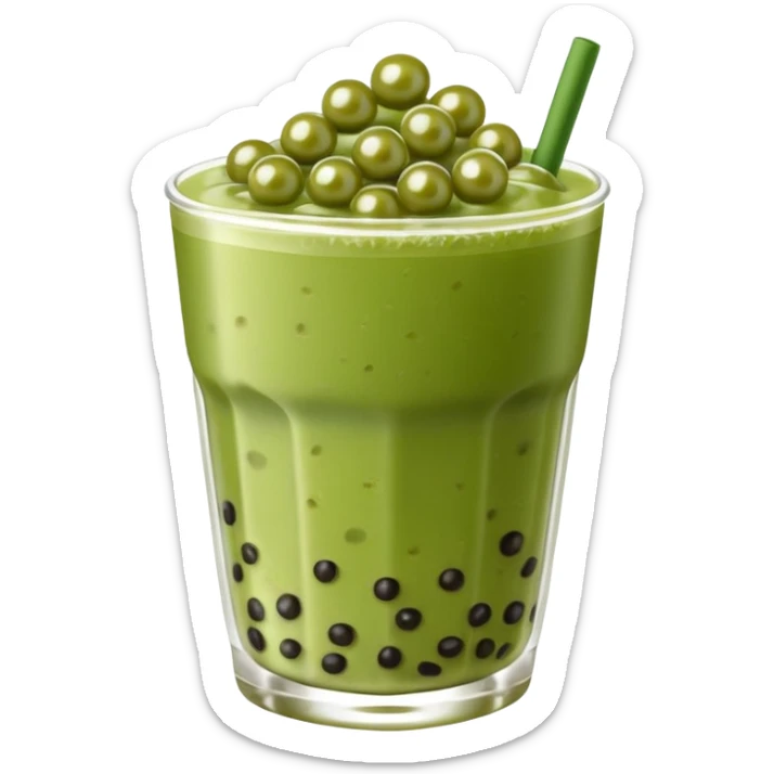 Creamy, slightly bitter matcha with a hint of sweetness, paired with soft, chewy tapioca pearls—refreshing and satisfying! sticker