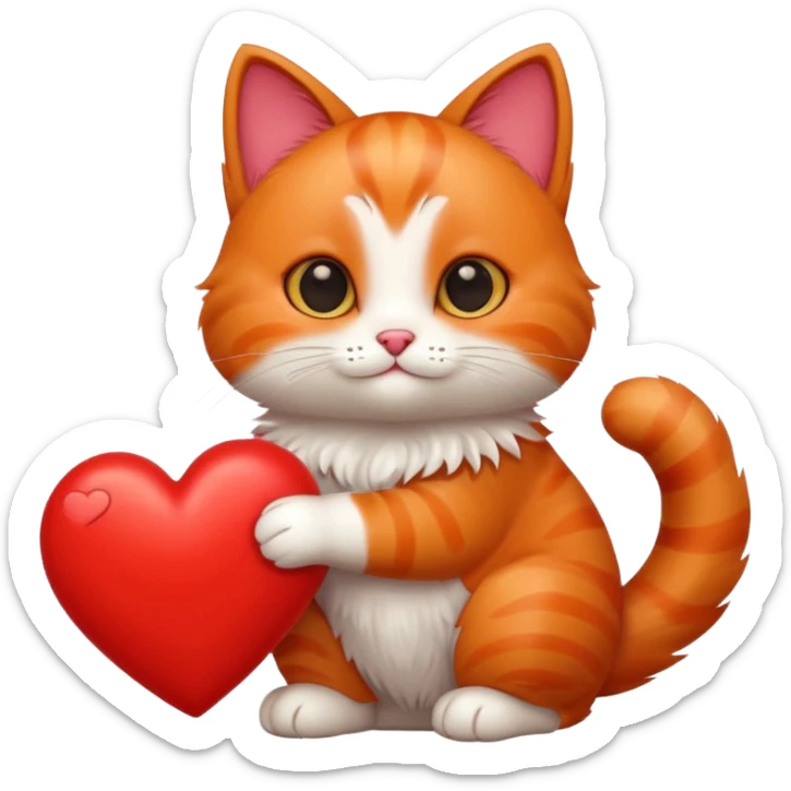 Cute cat holding a heart sticker