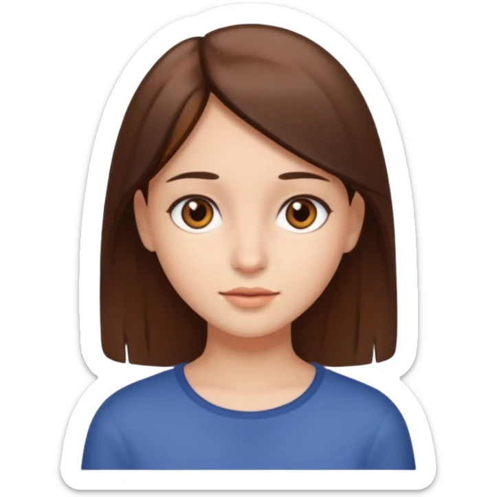 A girl with fair skin, brown eyes, and straight brown hair sticker
