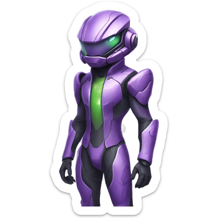 A Reptile-Raptor-Genesect-Mewtwo-Fakémon, with a futuristic visor-helmet, wearing a techwear-suit, Full Body sticker
