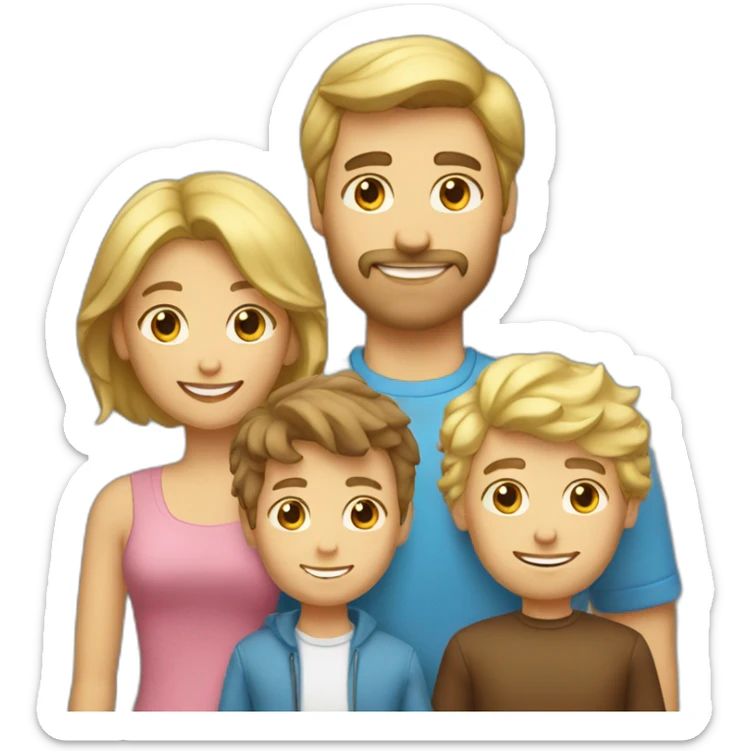 family mom Gold hair, dad brown hair, boy blond hair sticker