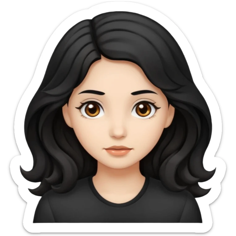 girl with brown eyes and loose waves in black hair sticker