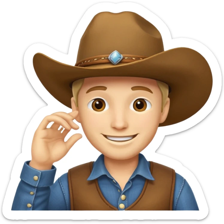 Cowboy tipping his hat. TIPPING HIS HAT. Where the fuck does the cookie come from idiot? sticker