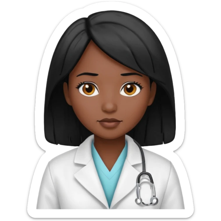 medical woman, with black hair and skin color sticker
