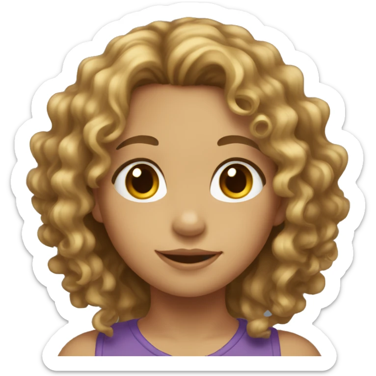 Young girl with brown curly hair and some blonde highlights  sticker