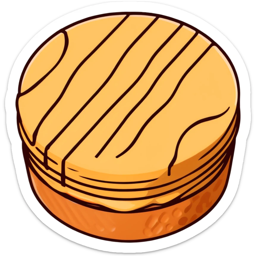 round chocolate wafer covered in chocolate with peanut butter cream filling sticker