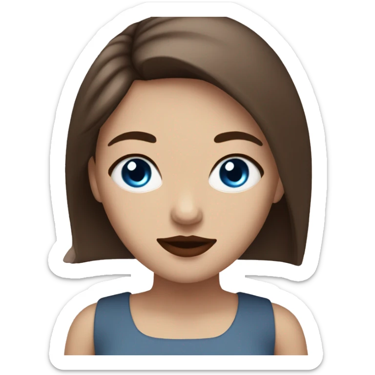 White girl with blue eyes, straight brown hair, and red lips  sticker