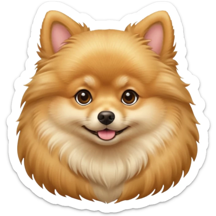 Create a golden pomeranian, all cute and adorable entire  only face and body  sticker