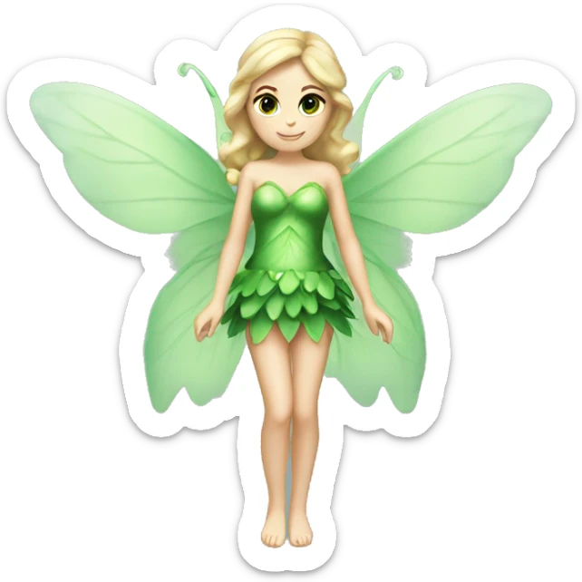 caucasian christmas fairy full body with two wings and green eyes sticker