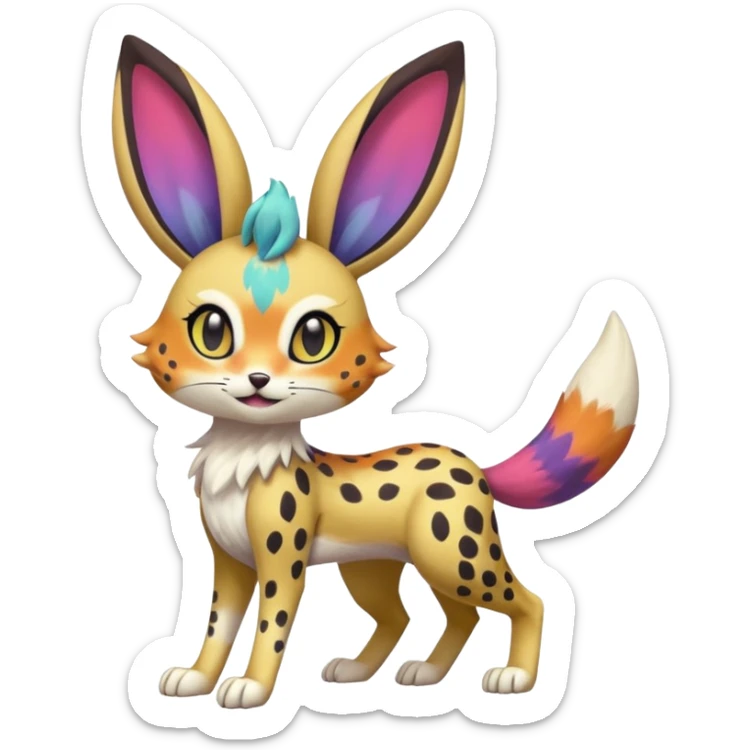 Colorful Meloetta-Bunny-Vernid-Sergal-Serval-Pokémon-Fakémon-fusion-hybrid-creature sticker