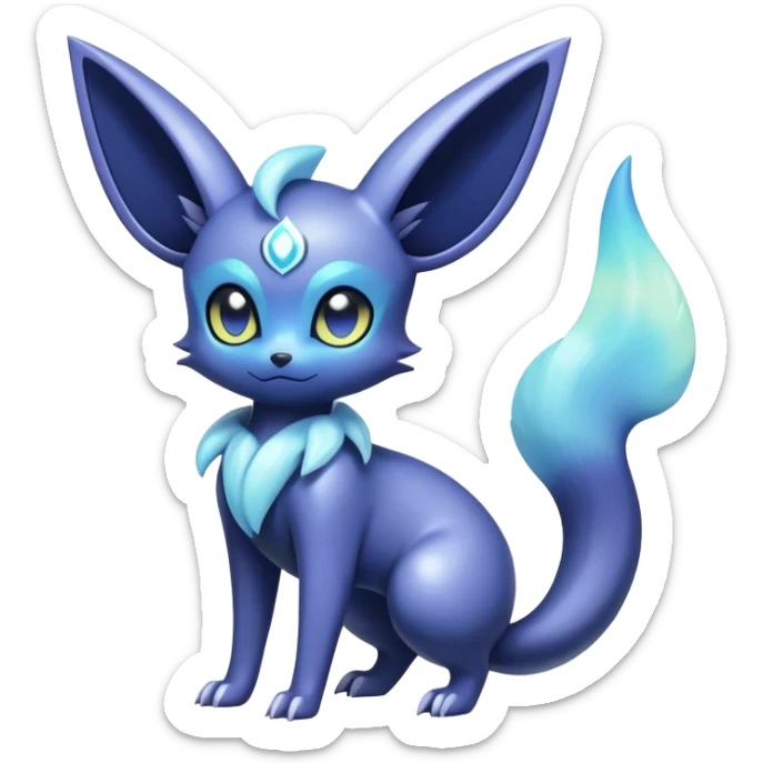 Shiny pastel futuristic cyber-Nebulae Noibat-Meowstic-Umbreon-Fakémon-hybrid-creature (full body)  sticker