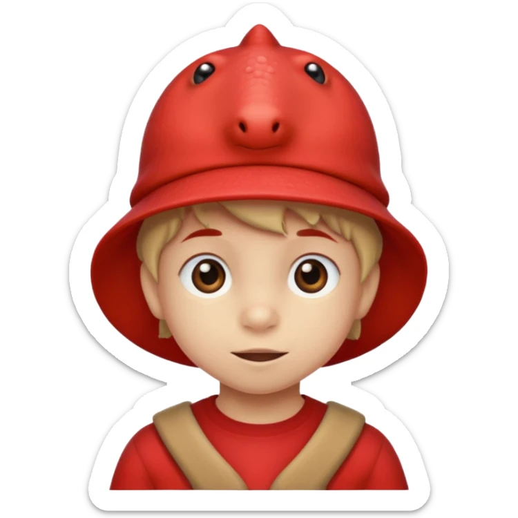 пропавший малыш Дино из 99 ночей шапка красная динозавра sticker