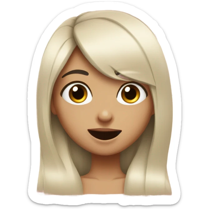 Black-haired girl putting her finger in her mouth while she’s winking an eye sticker