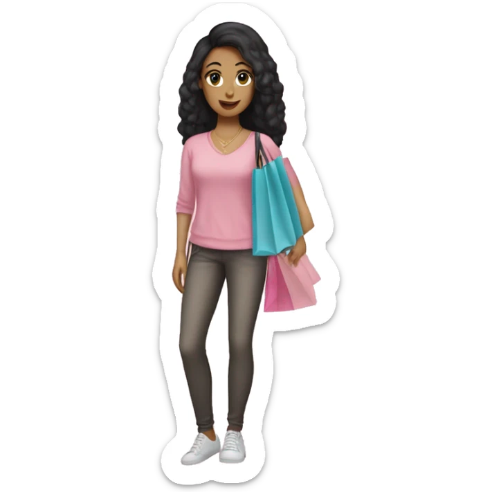 lightskin girl with black straight hair shopping with pink clothes on sticker