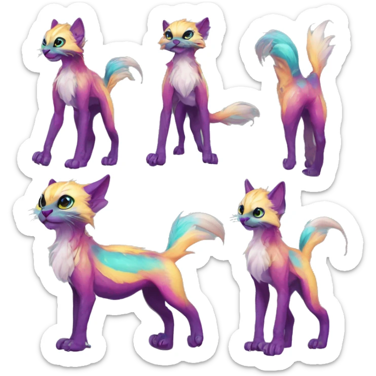 Colorful vernid fantasy creature LiLaiRa Kamirah Falvie whiskers paws full body sticker