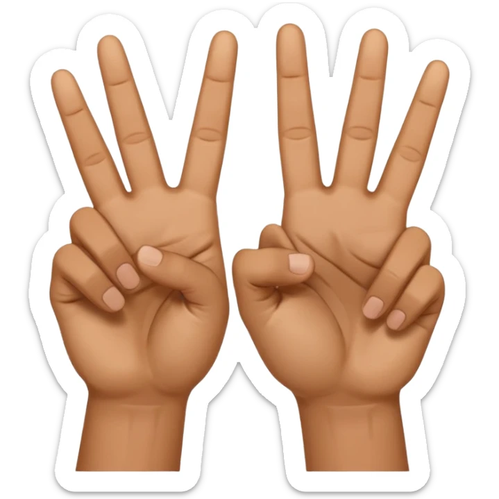 two peace hand sign but one is flipped the other way touch the other fingers sticker