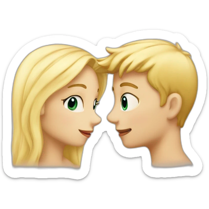 A blond boy who kisses a pretty blonde girl with a heart above their heads  sticker
