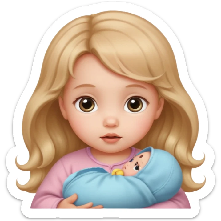The head of a Cherubic infant baby girl with a tuff of hair and big dreamy eyes sticker