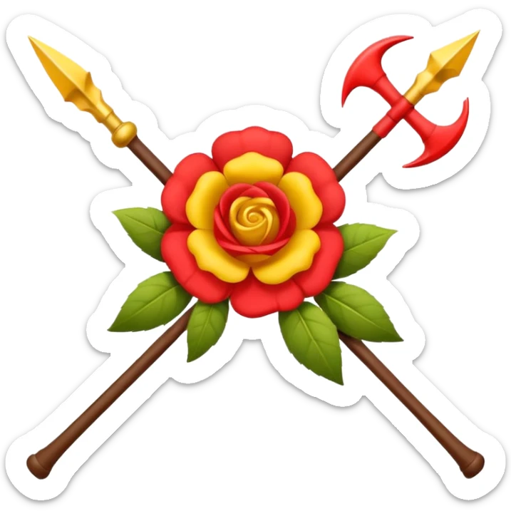 Hazme un emoji con el logo de la falange española con las 5 flechas y las 5 rosas sticker