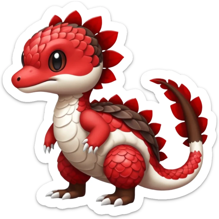 Cute cool scaley white red dark-brown animal hybrid Fakemon full body sticker