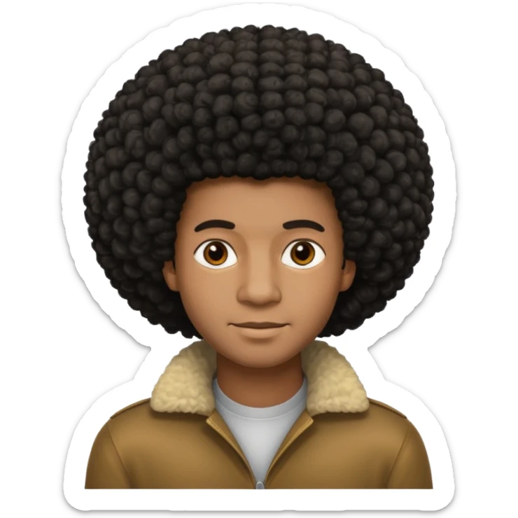  Afro slight smile and black skin color emoji male sticker